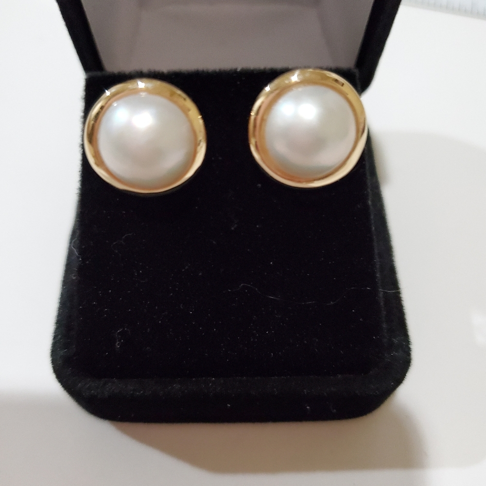 Natural pearl mabe,14k yellow gold